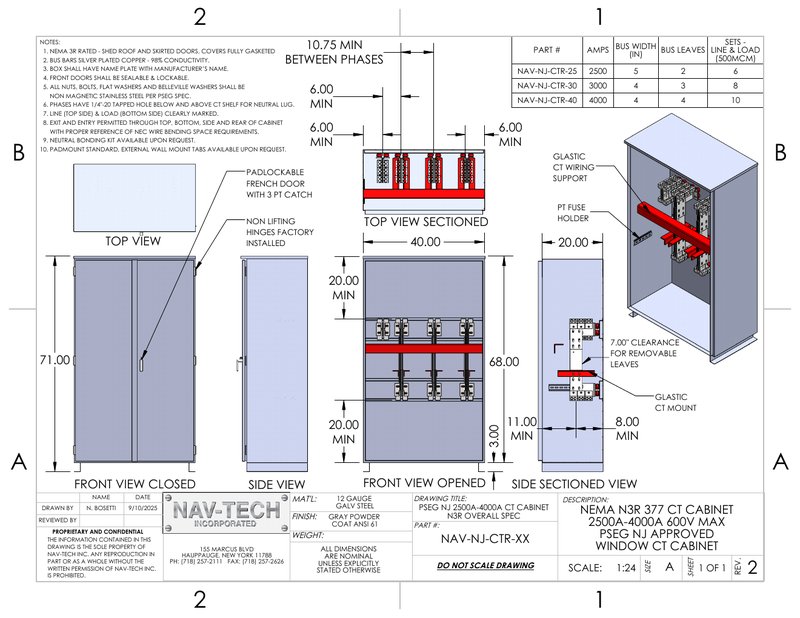 N3R PSEG NJ 2500A-4000A CT Cabinet drawing